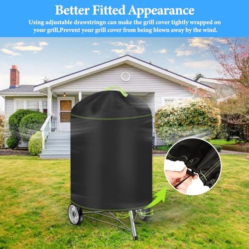 VDISRR Housse Barbecue Exterieur, 420D Oxford Bache Barbecue Exterieur Protection Ø63 x 88 cm, Anti-Vent/Solei/l'eau, Housse Plancha Convient la Plupart des Grills