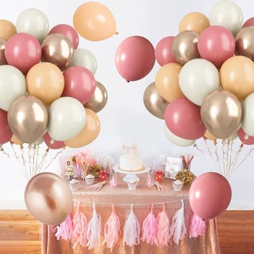 Paready Ballons Rose Abricot, 60 Pièces 12 Pouces Beige ballons en Ballous en or Metallic Champagne pour Baby Shower Anniversaire Mariage de douche nuptiale Décoration de la remise des diplômes