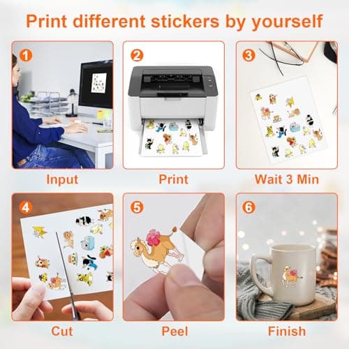 JIANTA 25 Feuilles Papier Autocollant Imprimante A4 Feuille Autocollante Imprimable de Vinyle Transparent pour l'impression d'étiquettes autocollantes pour jet d'encre et laser 210 x 297 mm