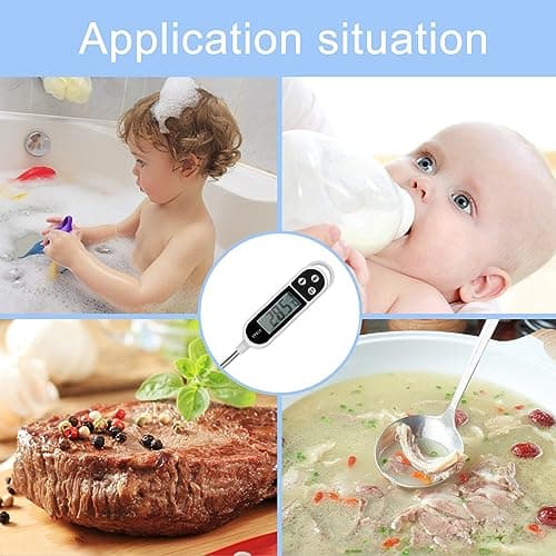 Nutabevr Thermometre Cuisine avec Écran LCD Thermomètre Numérique Digital avec Sonde Longue Haute Précision,Lecture instantané Thermomètre Cuisson,pour BBQ,Huile,Viande,Nouriture,Lait,Vin,Eau Chaude
