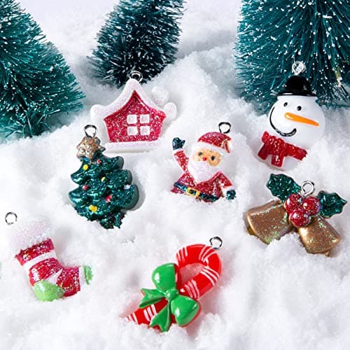 MELLIEX 24pcs Noël Ornements Miniatures Décoration de Noël Arbre de Noël Figurine à Suspendre avec des Cordes