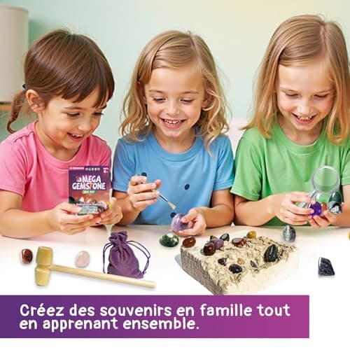 Epheauro Kit d'Excavation de Pierres Précieuses pour Enfants de 8 Ans et Plus- 18 véritables Pierres Précieuses avec Guide d'apprentissage
