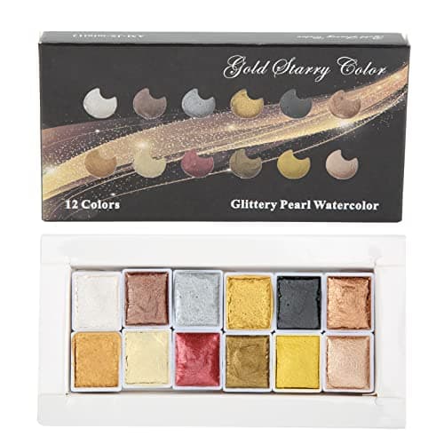 Qcwwy Peinture à L'aquarelle, Pigments éclaircissants Métalliques à Haute Brillance Peinture D'art Sous-pack Solide Peinture à L'aquarelle Nacrée Peinture à L'aquarelle Japonaise Manucure Smudge