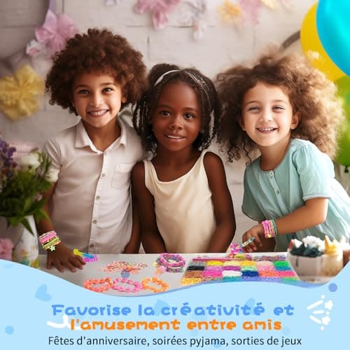 Uolifrem Elastiques Bracelet Kit pour Enfants, 29 Couleurs Elastic Tissés, Élastiques de Bricolage pour la Fabrication de Bracelets, Loom Bands avec Accessoires, Cadeau pour Filles et Garçons