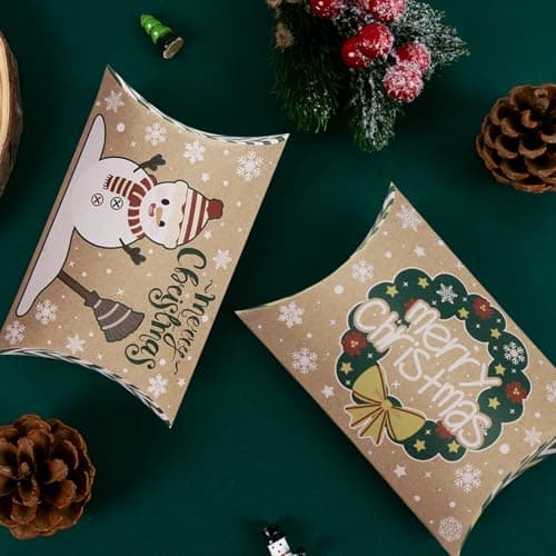 24 Boîtes Cadeaux de Noël en Papier Kraft,Décoration Festive pour Fête, Anniversaire, Calendrier de l'Avent,Fête Noël Anniversaire Décoration de Noël Calendrier de l'Avent