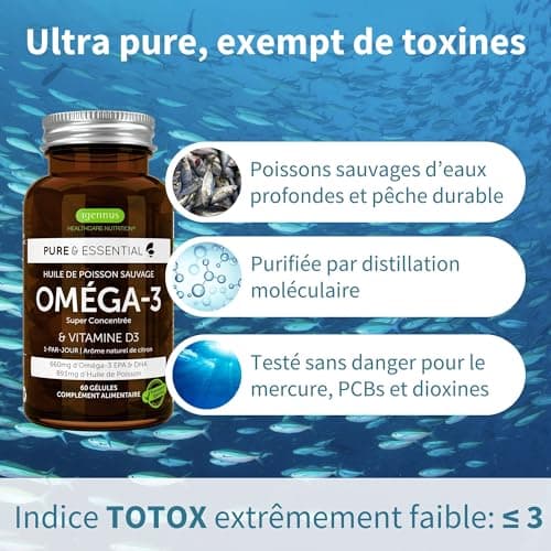 Oméga-3 EPAX Super Concentré & Vitamine D3, 660 mg EPA & DHA par gélule, Huile de Poisson Sauvage Ultra Pure, 1-par-jour, 60 gélules – par Igennus