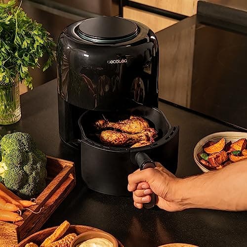 Cecotec Friteuse sans Huile Cecofry Compact 2000 Touch. 1200 W, Diététique, Numerique et Compacte, 1,9 L de Capacité, Thermostat, Temps ajustable, Technologie PerfectCook, Fonction Four