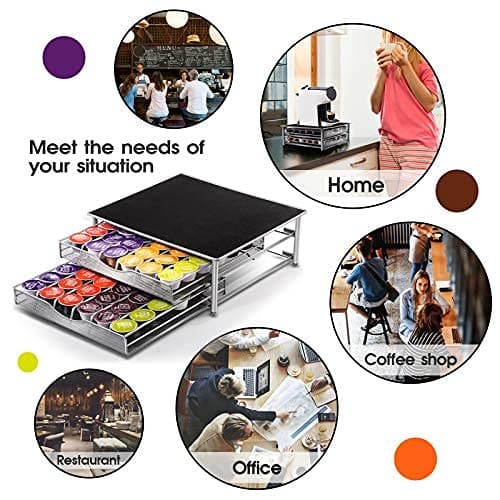 Masthome Tiroir à Capsules Dolce Gusto 72 PCS, Distributeur Dosette Dolce Gusto avec 2 Tiroirs de Rangement Dosettes, Support à Capsules à Café avec Surface Anti-Vibration, pour Maison, Bureau, Café