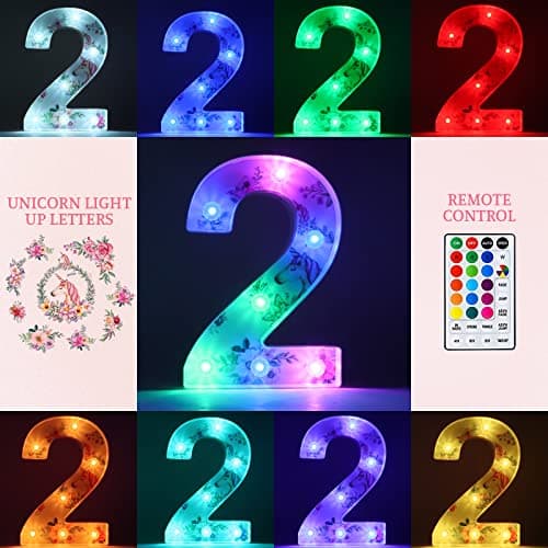 Beality Lettres Lumineuses, Licorne LED 18 Couleurs Changeantes 26 Lettres Lumineuse, Licorne Lumineuses pour Femme Filles Cadeau Anniversaire Noël Chambre à Coucher Fête Décoration (2)