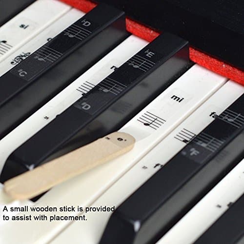 Stickers pour 49/61/76/88 touches, piano et clavier Notes de musique Ensemble de stickers pour les touches de Blanc et Noir, Transparent et amovible, idéal pour enfants et débutants