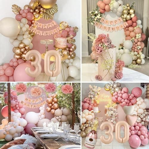Decoration Anniversaire 30 Ans Femme, Ballon 30 Ans, Deco 30 Ans, Happy Birthday Decoration, Ballons Roses Rétro 30e Anniversaire Avec Banderole Joyeux Anniversaire Pour Décoration De Fête Pour Femmes