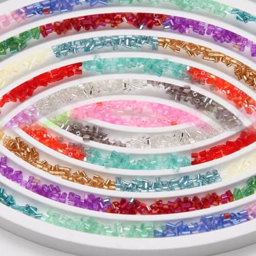 EuTengHao 16800pcs Kit de Perles en Tube Verre Bugle Perles de rocaille Petites perles d'artisanat pour Perles pour la fabrication de bijoux (3mm, 350 par couleur, 48 couleurs)