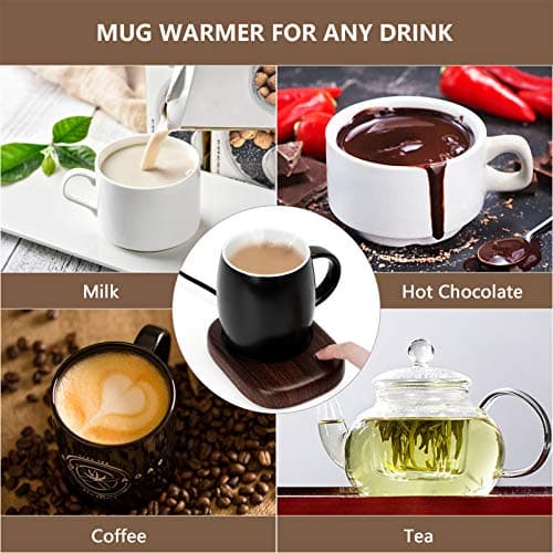 OVERWIND Chauffe-Tasses à café, Chauffe Tasses Électrique avec 3 Réglages de Température (Jusqu'à 65 °C) et Arrêt Automatique, Chauffe-Boissons Électrique pour Le Cacao, Thé, Lait, Boissons, etc.