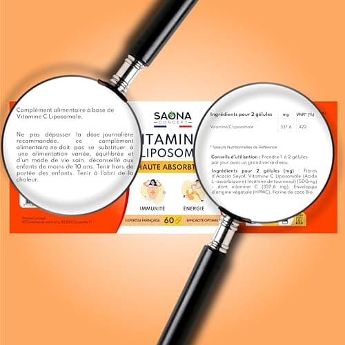 Vitamine C Liposomale - Anti Fatigue, Immunité - Assimilation Maximale - 60 gélules Végan - 1 à 2 mois de cure - Fabriqué en France