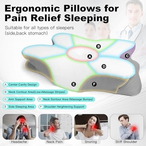 Enighs Oreiller orthopédique en Mousse à mémoire de Forme à Rebond Lent pour Dormir sur Le côté, Le Dos, Les douleurs cervicales