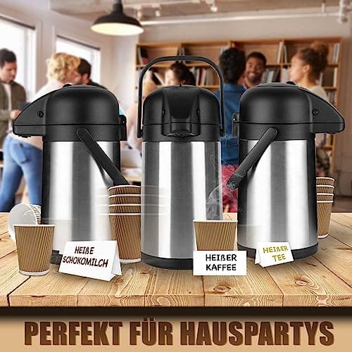Vondior Carafe à café thermique 1,9 L, cafetière à pompe isolée en acier inoxydable, théière sous vide pour eau chaude/froide, boissons au chocolat de fête
