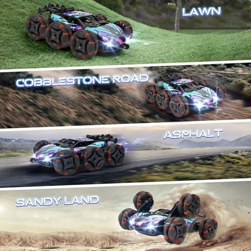 Mamowla RC Voiture Télécommande Jouets pour Enfants, 4WD 2.4 Ghz RC Voiture Cascadeuse Télécommandée avec Pulvérisation et Lumières, pour Garçon Fille Jeux Extérieur Enfants de 8 à 12 Ans, Vert