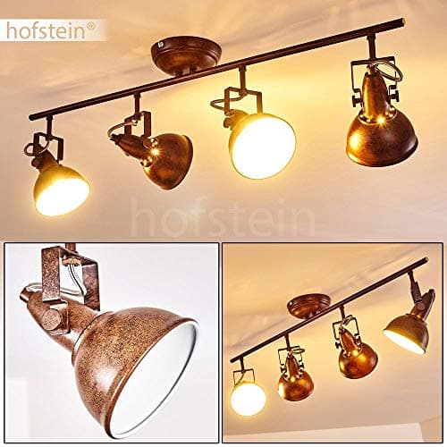 Plafonnier Tina en métal finitions rouille, luminaire de plafond à 4 spots orientables pour ampoules E14, ampoule(s) non incluse(s)