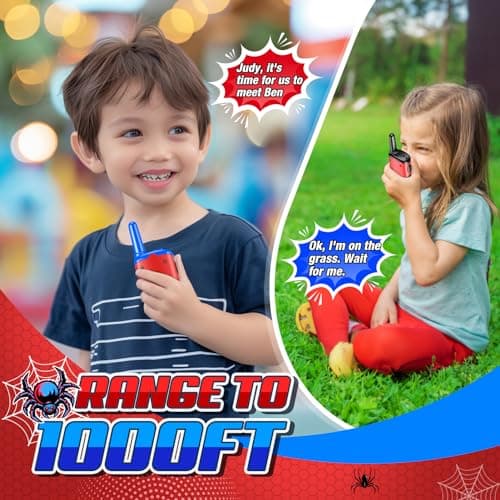 Toyokid Jouet Garcon 3 4 5 6 7 8 Ans, Spider Talkie Walkie Enfants Rechargeable Cadeau Garcon 3-10 Ans Spider Jouets d'extérieur pour Enfants Jouet Fille 3-8 Ans Talkie Walkie Enfants