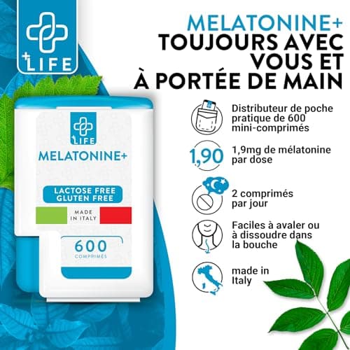 Melatonine 1,9 mg 600 Comprimés Bien Dormir Sommeil Adulte PiuLife® 2 Par Dose Endormissement Adulte, Dormir Rapidement, Zzz Sommeil Réparateur, Insomnie Traitement Naturel, Atténuer Le Jet-lag