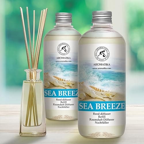 Recharge Diffuseur Roseaux Set de Brise de Mer 2x500ml - Reed Diffuser Refill Sea Breeze - Fragrance Fraîche et Durable - Recharge pour Diffuseur d'arômes - Aromathérapie - Desodorisant Maison