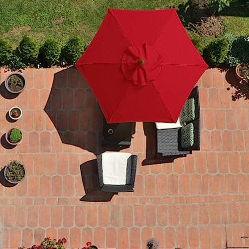 Uposao Housse De Rechange pour Parasol 6 Baleines Résistant À La Décoloration - De Terrasse et Table De Marché pour Extérieur, Plage