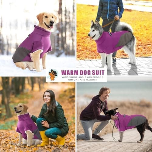 Oslueidy Manteaux d'hiver pour Chiens, Vestes Chauds pour Chiens, Gilet Chiot, Vêtements Coupe-Vent réfléchissants zippés pour Chiens de Petite, Moyenne et Grande Taille (Violet, S)