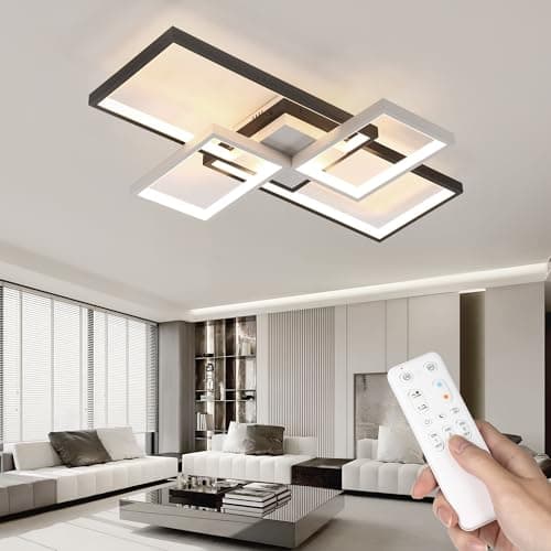 OTREN Plafonnier LED Dimmable, 65CM Luminaire Plafonnier avec Télécommande, 52W Moderne Lampe de Plafond pour Salon, Chambre, Cuisine, Salle à manger, 65x42x8cm