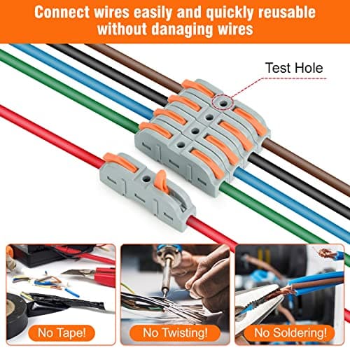 34 Pièces Connecteurs Electriques Rapide avec Levier, Bornes de Connexion Automatique, 1-Fil 2-Entrées et Peut être Librement Combiné,Compact Borne connexion électrique