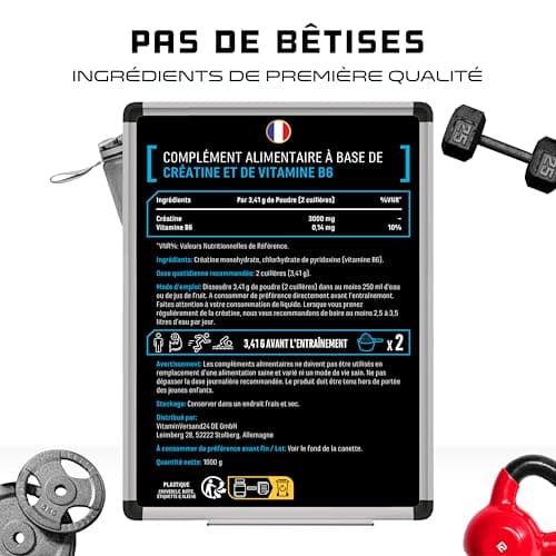 Créatine en poudre - 1kg / 1000 g - pure monohydrate - Solubilité optimale - Vegan - Sans additifs - German Elite Nutrition