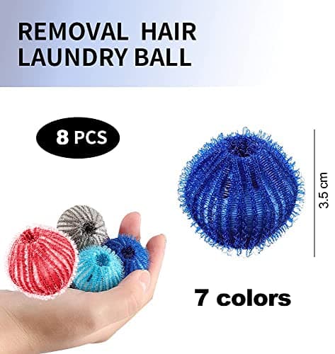 Boule Anti Poils Machine à Laver, 8 Pièces Nylon Boule de Lavage Réutilisable Colorfast Pour Meilleure Friction du Linge, Réduire l'enchevêtrement et Nettoyage Efficace