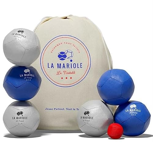 LA MARIOLE - Jeu de Boules de Pétanque Tout Terrain Intérieur Extérieur Indoor Outdoor - Pack Officiel Bleu & Argent V4