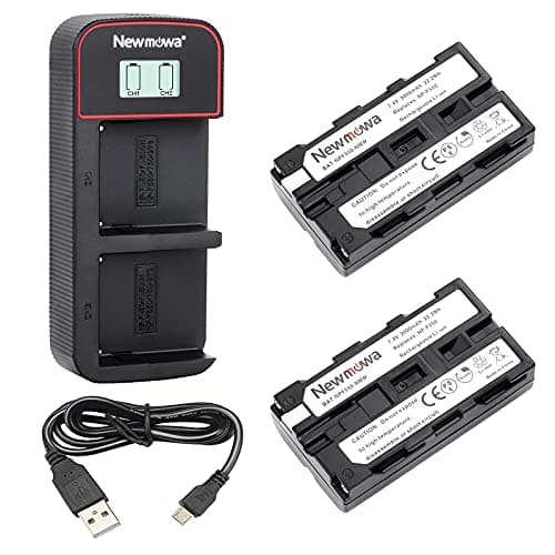 Newmowa NP-F550 Batterie de Remplacement (Pack de 2) et écran LCD Intelligent Double Chargeur USB pour Sony NP-F550 et Sony CCD-SC55 TR516 TR716 TR818 TR910 TR917