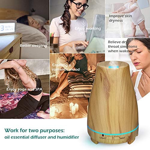 Diffuseur d'Huile Essentielle 150ml, GeeRic Humidificateur d'air Ultrasonique Brume Arôme Parfum Electrique avec Télécommande 7 Couleurs Changeantes Arrêt Automatique pour Chambre/Salon/Spa/Yoga