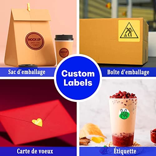SXLONG 100 Étiquette Autocollants personnalisés Étiquettes personnalisées, personnalisés avec nimporte Quel Texte de Logo pour personnalisées Faites à la Main, Emballage, Bouteille, bocaux, Bougie