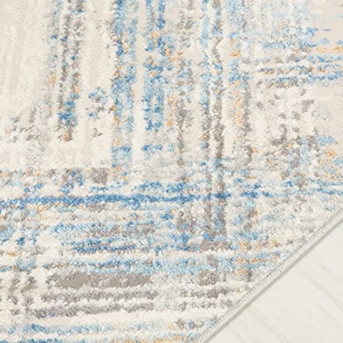 Mazovia Tapis Salon Modern - Tapis Grande Taille de Chambre Adulte Moderne à Poils Ras - Moquette pour Chambre et Salon - Rug Motif Abstrait Vintage - Gris Bleu 80x150 cm