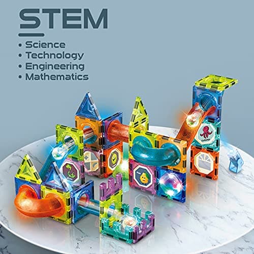 morkka Blocs de Construction magnétiques de Luxe pour Enfants, Ensemble Jouets STEM éducatifs 3D 3-12 Cadeaux pour garçons et Filles (Light Orbital Blocks-75PCS)