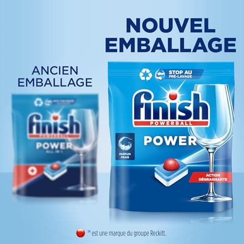 Finish Pastilles Lave-Vaisselle Powerball Comprimé Sans parfum All in One Max - 100 Tablettes Lave-Vaisselle