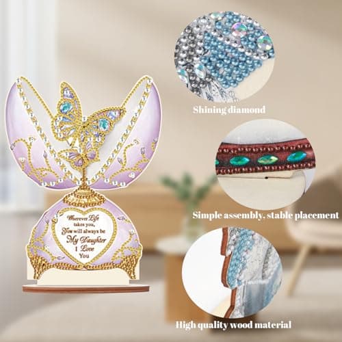 DCIDBEI 5D DIY Diamant Peinture Animaux Décoratif Papillon 12x21cm Diamant Painting Table Décoration Diamond Painting Ornement Table Décoration Peinture par Numéros Ornements Enfants Cadeau Papillon