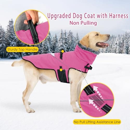 LIANZIMAU Manteau pour Chien imperméable avec Harnais, Manteau d'hiver pour Chien, Manteau Chaud avec réflecteurs pour Chien de Petite, Moyenne et Grande Taille, Manteau pour Temps Froid