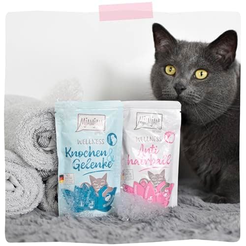 MjAMjAM - Nourriture humide Premium pour chats - Wellness - Anti Hairball - Bœuf, paquet de 12 (12 x 125g), sans céréales