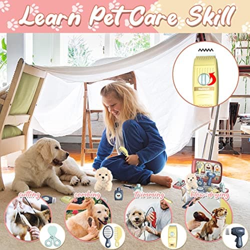 STAY GENT Jouet Veterinaire Enfant, 23 Pièces Malette Docteur avec Chien en Peluche & Transporte pour Nourrir et Soigner, Kit Veterinaire Jeu de Rôle Cadeau pour Jouet Garçons Filles 2 3 4 5 6 7 Ans