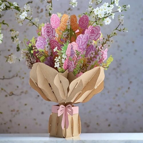 Carte Pop Up Fleur, Carte Pop Up 3d Anniversaire, 15 * 20cm,Carte de voeux 11D pop - up avec enveloppes naturelles - carte de voeux épaisse de haute qualité avec des cartes de voeux