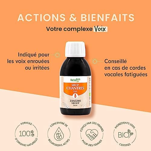 HERBALGEM - Sirop Des Chantres - Éclat Voix - Pour Les Cordes Vocales - Enrichi Aux Bourgeons - Recette Traditionnelle - Certifié Bio - 250 ml