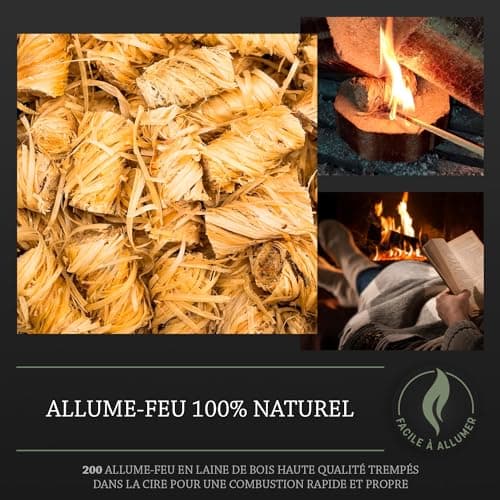 Log Barn Allume-feu Naturel - Boîte de 200, Allume-feu pour Barbecue, Poêles à Bois, Fours à Pizza, Foyers Ouverts, Cheminées - Bois de Chauffage Écologique de Log Barn