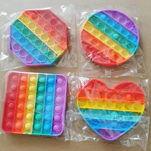 4 Pièces Push-Pop Bubble, Pop It pour Enfants, Jouet à Pousser à Bulles Arc-en-Ciel, Jouet Anti-Stress à Bulles, Pop It, Poppets en Silicone, pour Cadeaux, Soulagement du Stress, Jouets pour Enfants