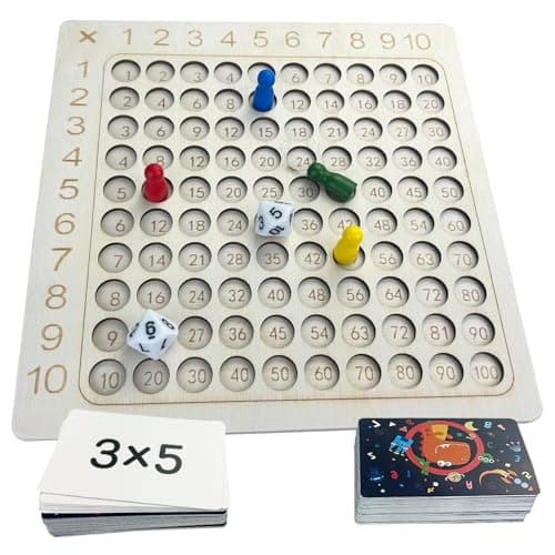 Gentpovth Montessori Tableau de Multiplication en Bois,Jouet Éducatif Mathématiques pour Élèves du Primaire,Multiplications Jeu éducatif pour Enfants,Montessori Mathématique Jeu De Cartes