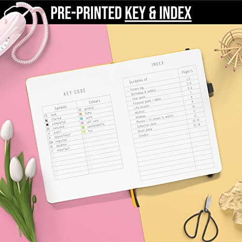 Scribbles That Matter A5 Bullet Dotted Journal + Stylo gratuit! Ton carnet a5 pointillés Couverture rigide 160 g/m2, 150 papier épais résistant aux saignements pour le travail (5,75 x 8,5) pouces