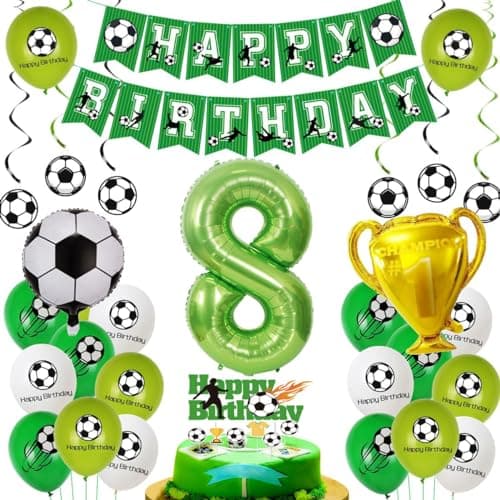 Football Ballon 8 ans anniversaire, Ballon Football 8 ans,Ballon Vert 8 Ans Garçon Football, Anniversaire Décoration 8 Ans Football,Ballon Anniversaire Football 8 Ans, Foot 10 Ans Garcon