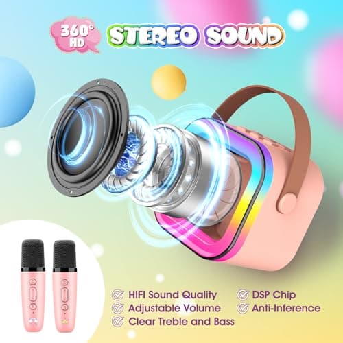 Dromlag Karaoke Enfant, Licorne Fille Cadeau Noel Enfant Jouet Enfant 3-12 Ans Micro Karaoke Cadeau Fille 4-12 Ans Karaoke Adulte Jouet Fille 3-12 Ans Microphone Karaoke